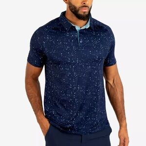 UNRL Men’s size Medium Extract Navy Blue Splatter Short Sleeve Golf Polo Shirt